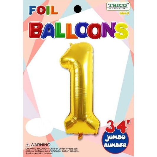 Number #1 Gold 34" Foil Packaged