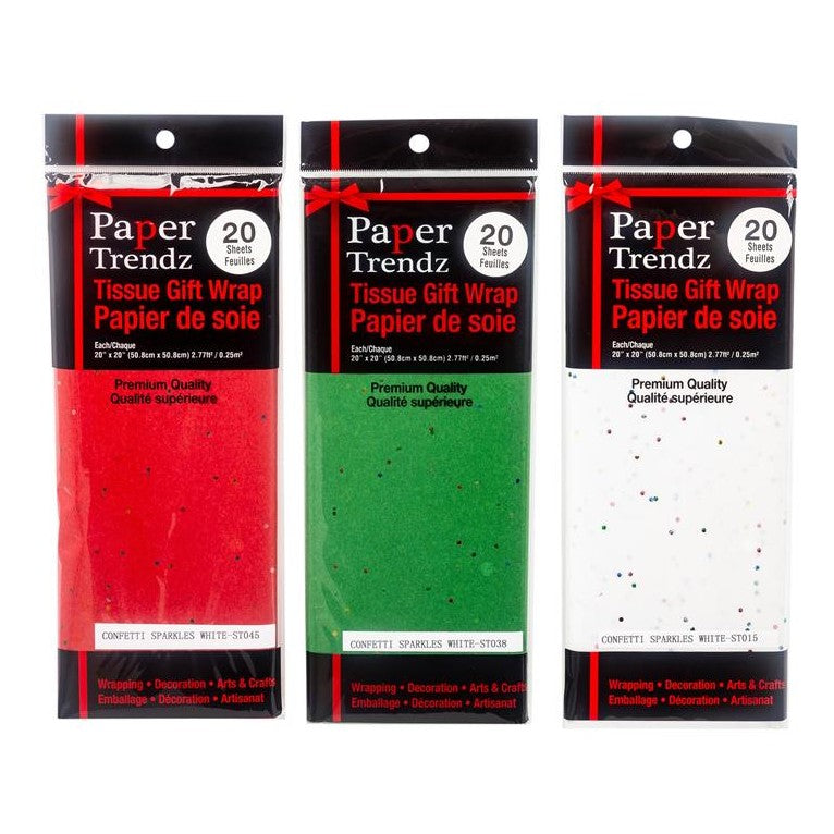 Paper T. Christmas Confetti Tissue, 20" x 20", 20 Sheets