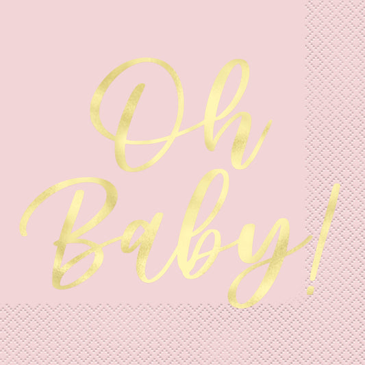 Pink "Oh Baby" Luncheon Napkins