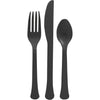 Plastic Cutlery - Jet Black, Reusable, Assortment, 24 Piece