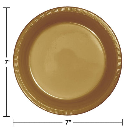 Plate 7" Plastic 20 Count Glittering Gold