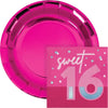 Plate 9" Foil 8 Count Pink