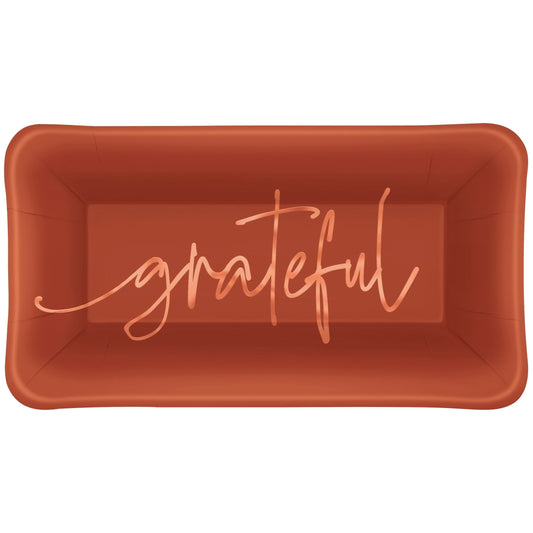 Plates - Elegant Thanksgiving, Rectangular, 9" x 5", 8 Count
