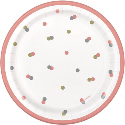 Plates - Glitz Rose Gold, 7", 8 Count