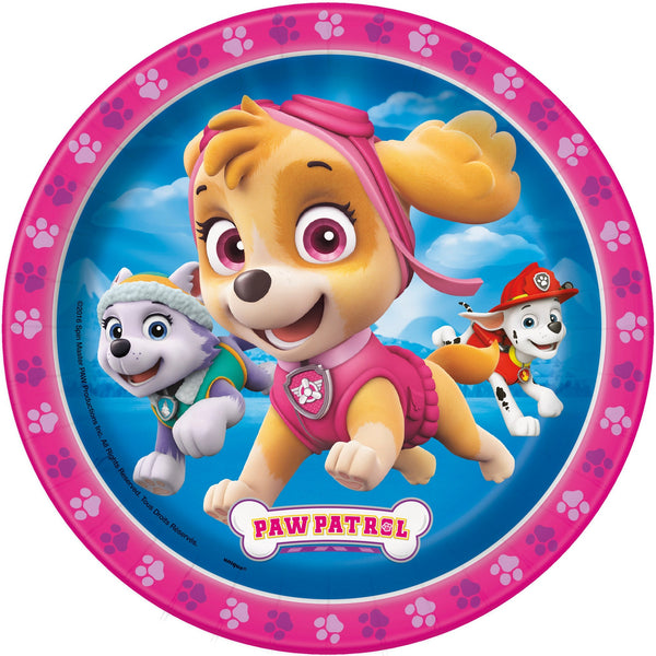Plates - Pink and Blue, Paw Patrol, Girl, Round, 7"