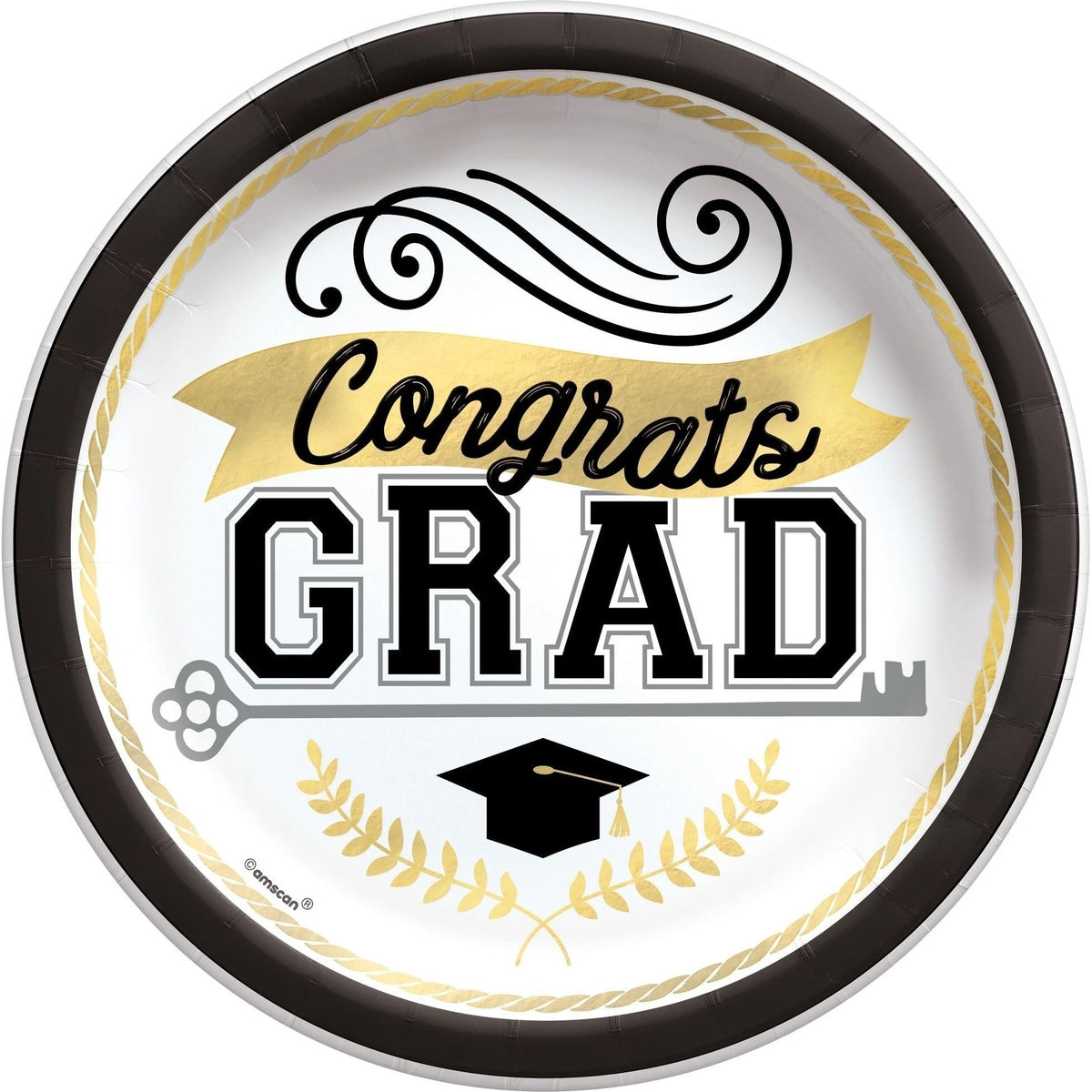 Round Plates, "Congrats Grad" 8 1/2", 50 Count