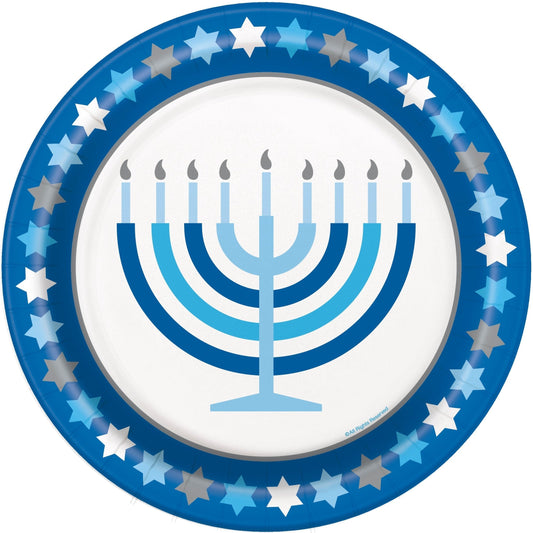 Plates - Round, Starry Hanukkah, 9"