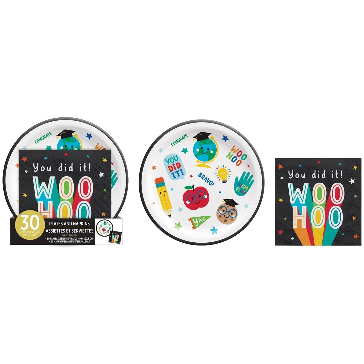 Plates and Napkins - Paper, Grad Fun Value Package