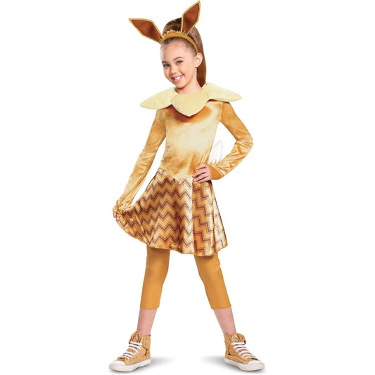 Pokemon Eevee Costume for Kids, Girls Deluxe Character Outfit, Child Size