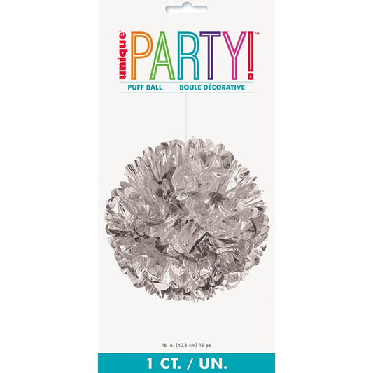 Puff Decoration – 16" – Silver Foil
