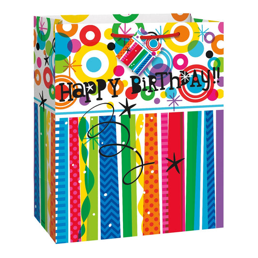Rainbow "Happy Birthday" Large Gift Bag, 13" x 10"