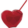 Red Metallic Heart-shaped 24oz Reusable Plastic Cup And Straw
