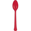Red Solid Premium Plastic Spoons, 20 Count