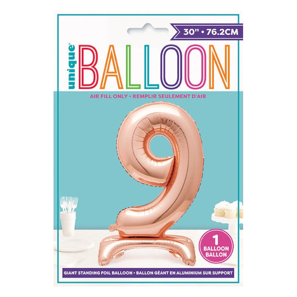 Rose Gold Number Shaped Standing Foil Balloon 30" 9