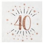 Rose Gold Sparkling Age Napkin 40 Years
