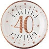 Rose Gold Sparkling Age Plate 40 Years, 10 Count