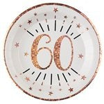 Rose Gold Sparkling Age Plate 60 Years, 10 Count