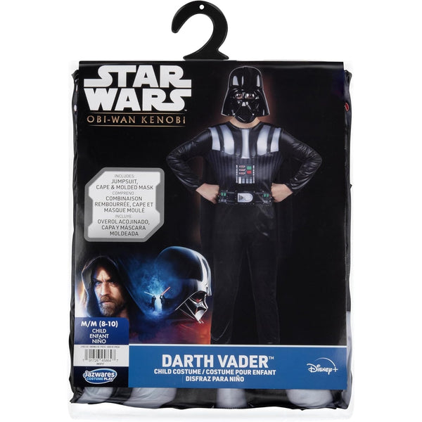 STAR WARS OFFICIAL DARTH VADER HALLOWEEN COSTUME FOR KIDS - Jumpsuit with Detachable Cape and 3D Half Mask