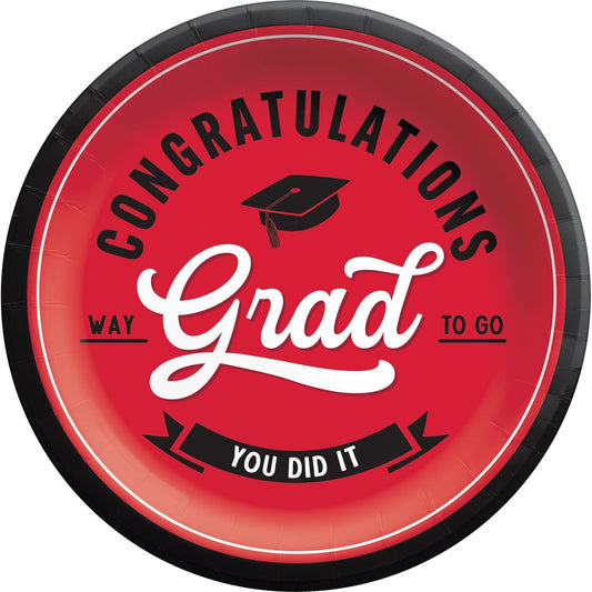 School Spirit 9" Round Plates - Red