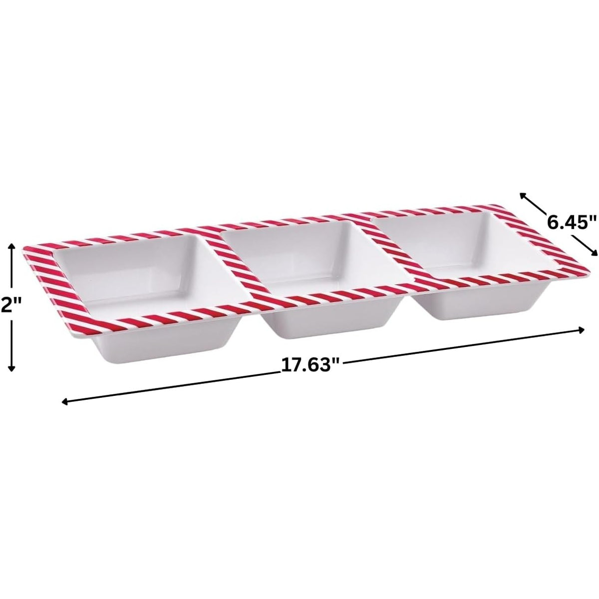 Sectioned Hot Chocolate Platter- 1 Piece -Ideal for Everyday Use and Any Occasion, 17.63" x 6.45", Red and White