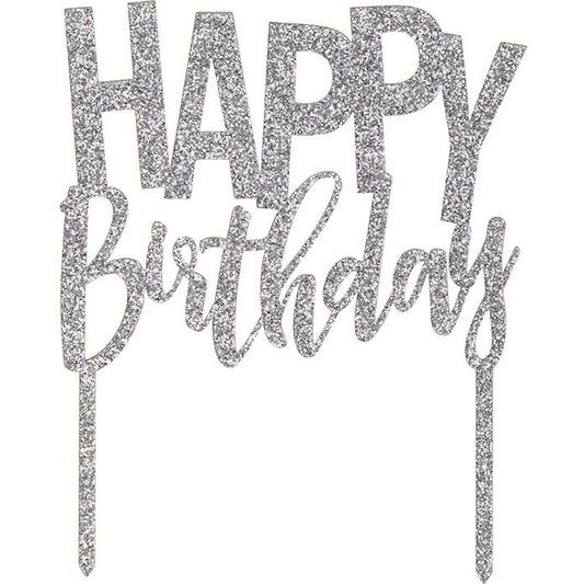 Silver Acrylic Cake Topper