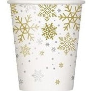 Silver And Gold Snowflakes 9Oz Cups