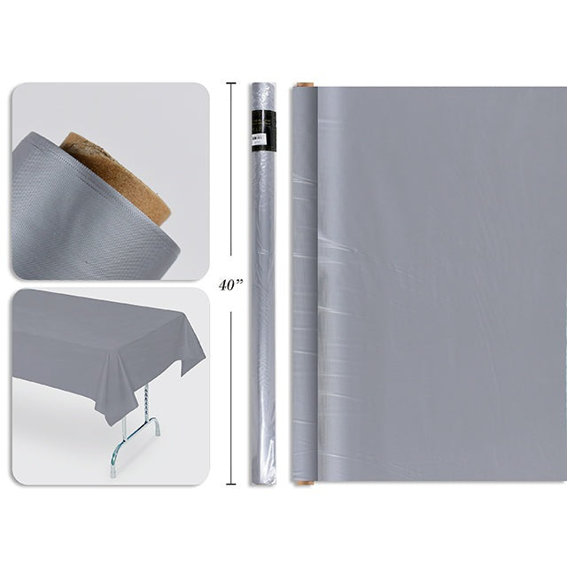 Silver Plastic Table Cover 40x100ft