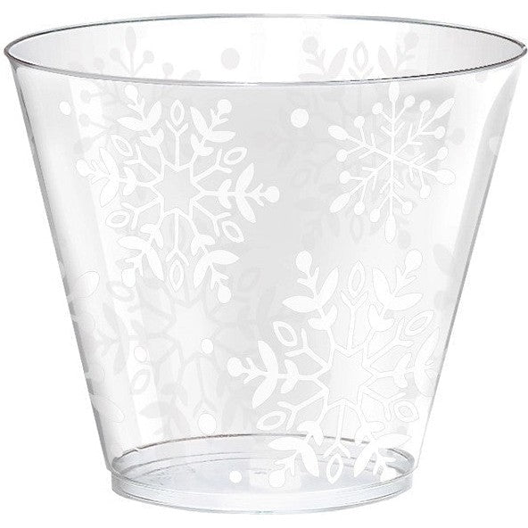 Snowflake Plastic Tumblers, 9 Oz.