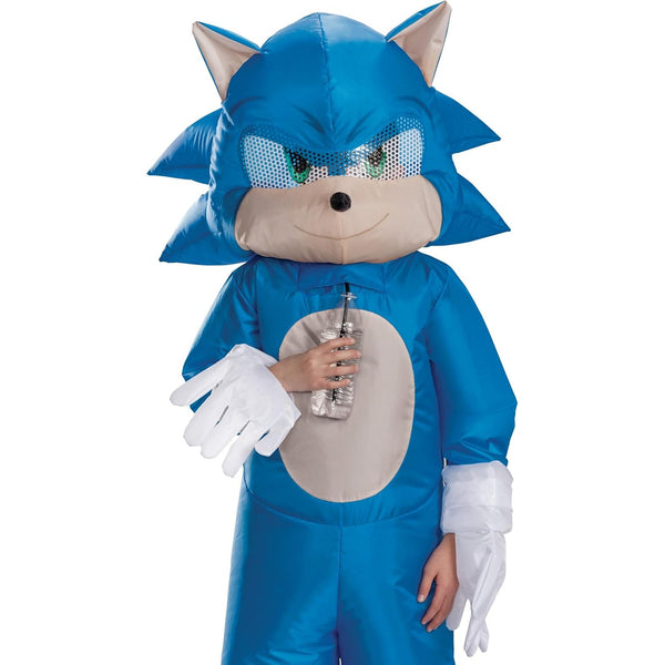 Sonic Inflatable Kids Costume, Official Sonic Move 3 Inflating Costume with Fan, One Size Child