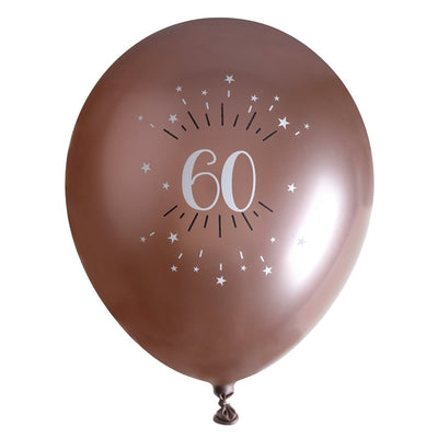 Sparkling Pink 60th Latex Balloons, Set of 6