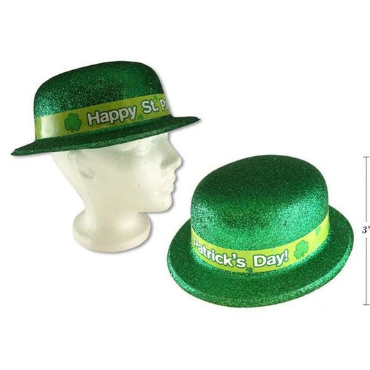 St. Patricks Printed Glitter PVC Derby Hat