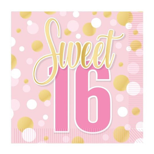 Sweet 16 Beverage Napkins, Set of 12