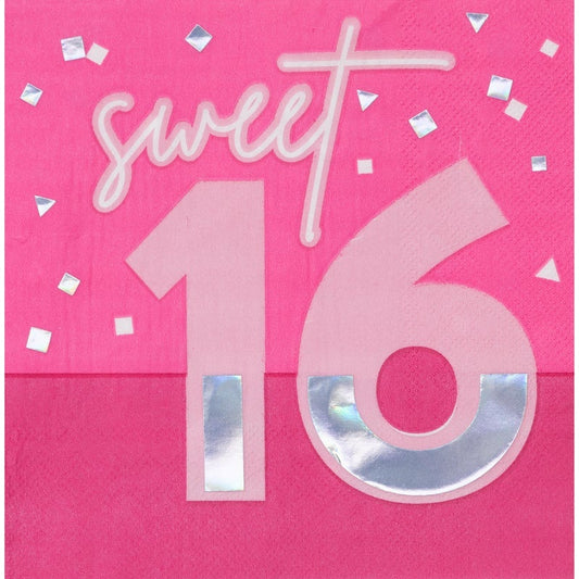 Sweet 16 Lunch Napkins 16 Count