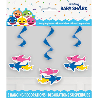 Swirl Decorations - Hanging, Baby Shark, 26", 3 Count