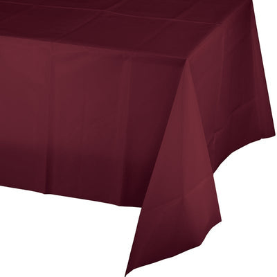 Table Cover Plastic 1 Count 54 x 108 Burgundy