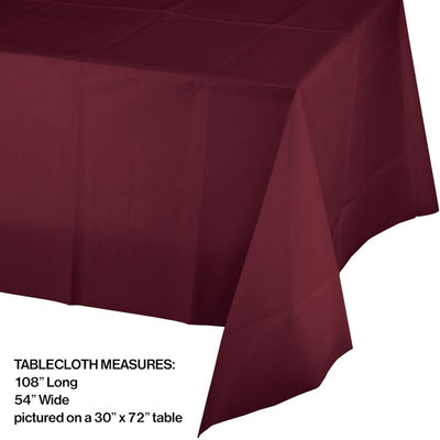 Table Cover Plastic 1 Count 54 x 108 Burgundy