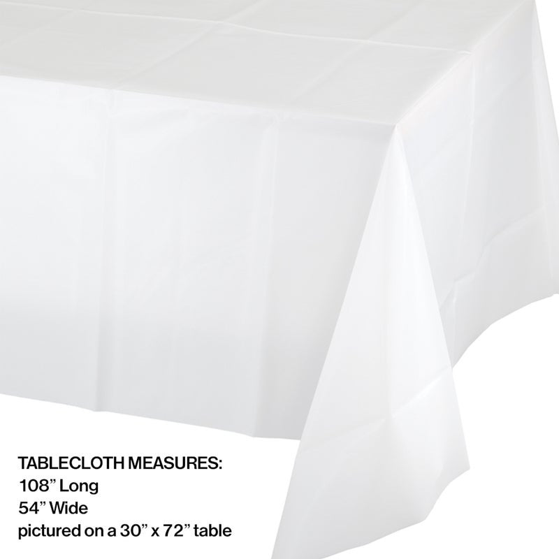 Table Cover Plastic 1 Count 54 x 108 White