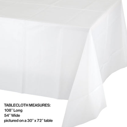 Table Cover Plastic 1 Count 54 x 108 White