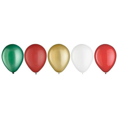 Traditional Christmas Latex Balloons, Asst.