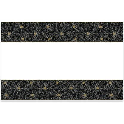 Unique Black and Gold Spider Web Halloween Plastic Tablecloth, 84" X 54"