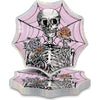 Unique Pink Floral Skulls Halloween Spiderweb-Shaped Dessert Plates - 8.25" Pack of 8 - Iridescent Foil Stamping, Perfect for Halloween Treats and Spooky Celebrations
