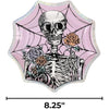 Unique Pink Floral Skulls Halloween Spiderweb-Shaped Dessert Plates - 8.25" Pack of 8 - Iridescent Foil Stamping, Perfect for Halloween Treats and Spooky Celebrations