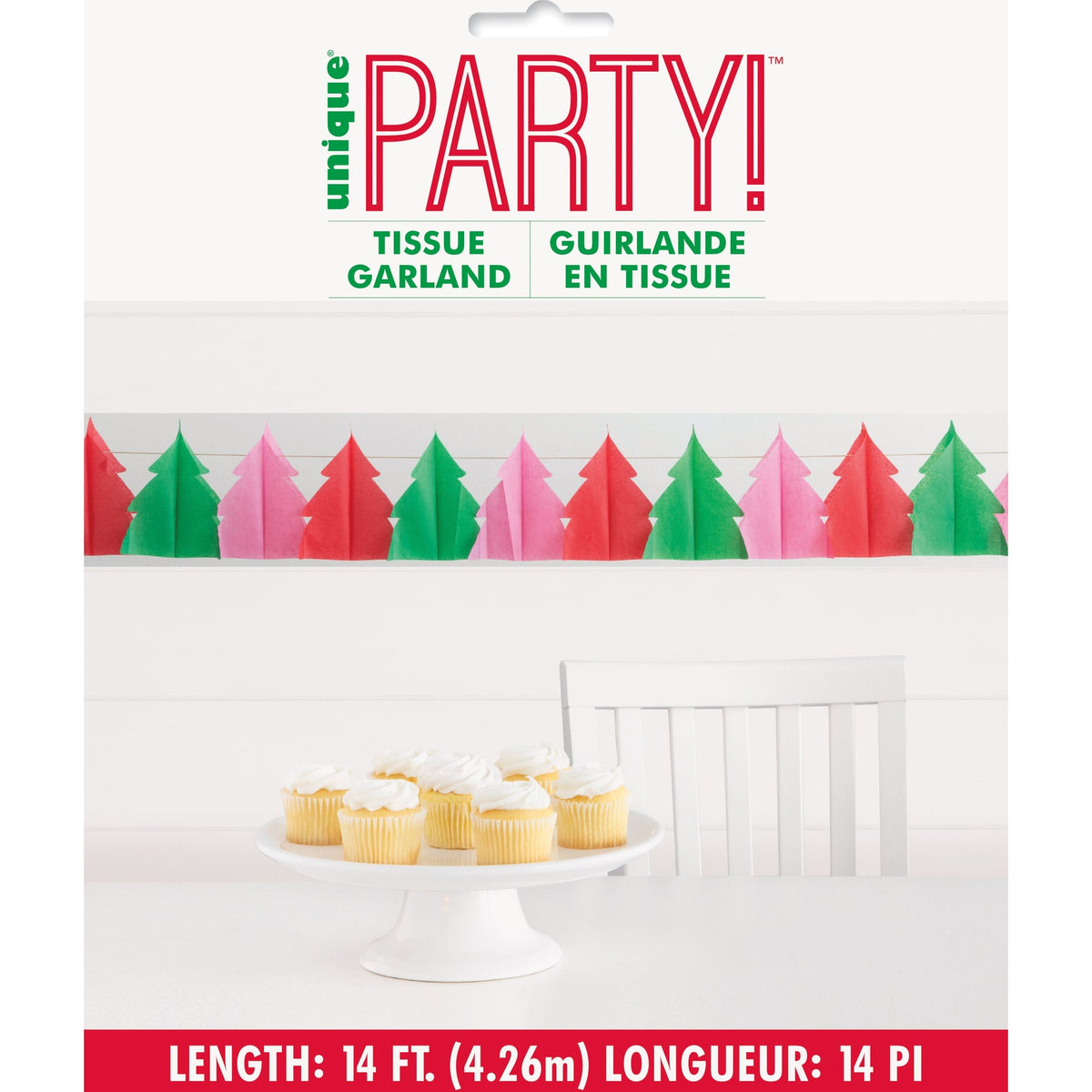 Vibrant Christmas 3D 14ft Garland Kit, Pink/Red/Green