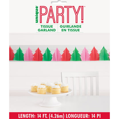 Vibrant Christmas 3D 14ft Garland Kit, Pink/Red/Green