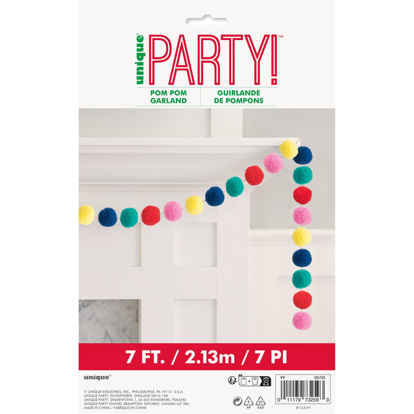 Vibrant Christmas 7' Pom Pom Garland