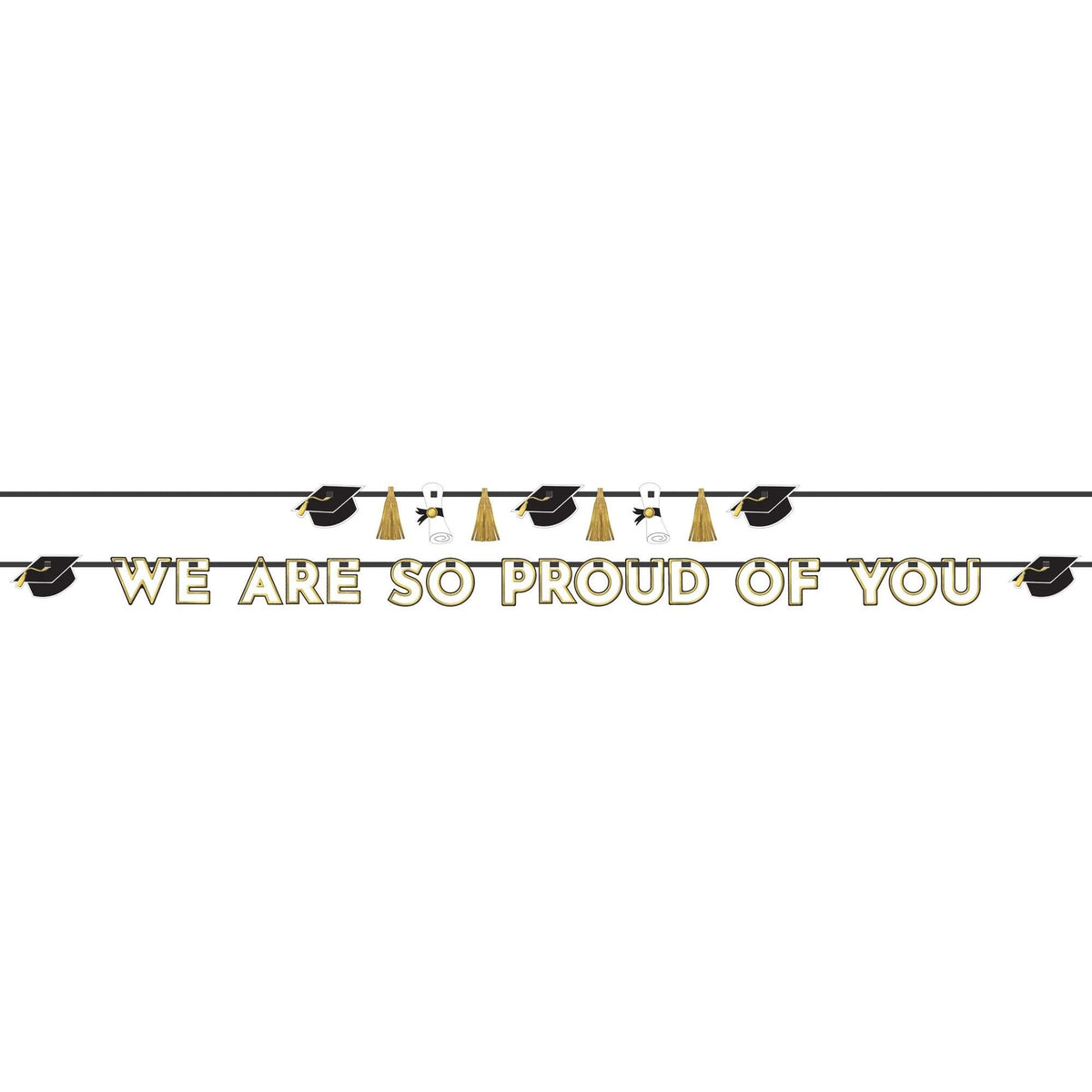 We Are So Proud Of You Letter Banner Kit - Black, Silver, Gold