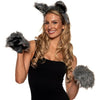 Werewolf Headband With Attached Ears, Fingerless Gloves w/Faux Fur