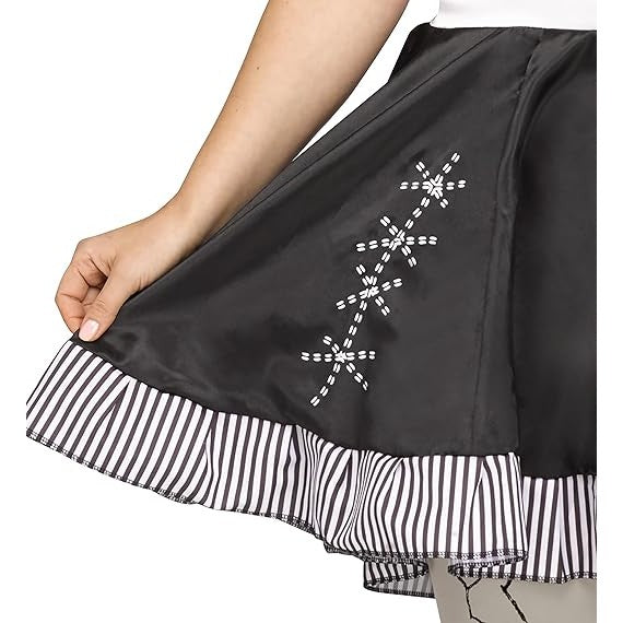 Women's Broken Doll Adult Costume, Black/White, Medium/Large Med 10-14