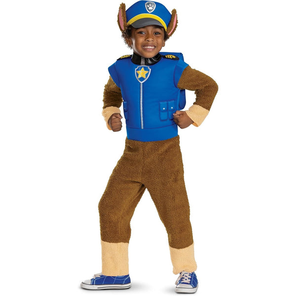 aw Patrol Chase Toddler Costume, Deluxe Official Paw Patrol Chase Outfit with Headpiece and Pack, Child Size 3T-4T