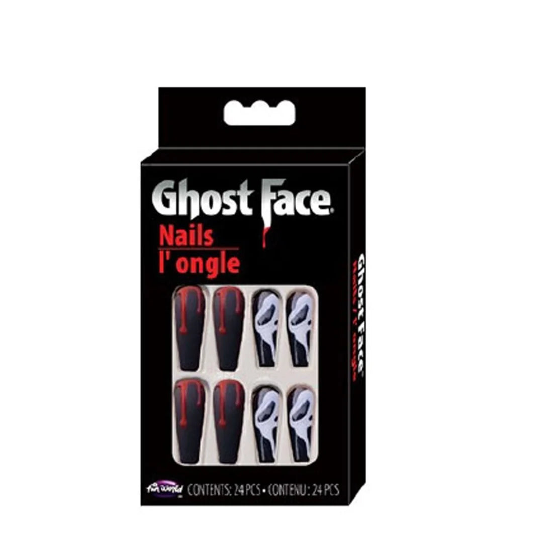 Ghost Face Self-Adhesive Press-On Blood Drip Nails, Set of 24